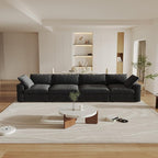 Cloud Modular Sectional Sofa Couch,160" Convertible Couches Wide 4 Seater Sofa for Living Room,Minimalist Deep Sofa Couches,Sofa Covers Washable&Replaceable(Black)