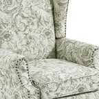 Lumibee High Back Accent Chair, Armchair in Fabric, Comfy Upholstered Wingback Single Sofa Reading Chair with Solid Wood Legs for Living Room,Bedroom,Office-Rococo Green