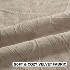 FUTEI Oatmeal Velvet Throw Pillow Covers 26x26 Inch Set of 2,Soft Embossed Leaf-Relief Textured Euro Pillow Shams,Natural Home Decor for Couch Living Room