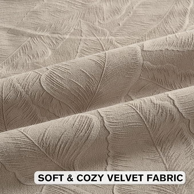 FUTEI Oatmeal Velvet Throw Pillow Covers 20x20 Inch Set of 2,Soft Embossed Leaf-Relief Textured Cushion Cases,Natural Home Decor for Couch Living Room