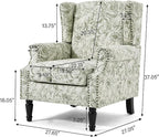 Lumibee High Back Accent Chair, Armchair in Fabric, Comfy Upholstered Wingback Single Sofa Reading Chair with Solid Wood Legs for Living Room,Bedroom,Office-Rococo Green