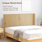 Wood Headboard, 64.5" Wide Headboard for Queen Size Bed, Wall Mounted Fluted Panel, Wingback Modern Headboards,(Oak,Queen)