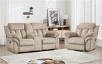 CANMOV Recliner Sofa Set, Oversize Power Lift Recliner Chair and Manual Loveseat with Overstuffed Armrest for Living Room,Bedroom Furniture,Office,1+2 Seat Light Brown