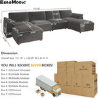 EASE MOOSE Modular Sectional Sofa,Oversized U Shape Sectional Couch with Ottoman,Wide Deep Modular Cloud Couch,Removable Cover