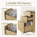 63 Inches L Shaped Standing Desk, Executive Standing Desk with Drawers and File Cabinet, AC/USB, 1.18" Desktop, Multi-sized Storage Cubby, Privacy Panel, Fluted Computer Desk, Light Walnut