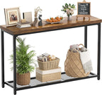 Console Table for Entryway, Narrow Entryway Table with Storage, Sofa Table with Mesh Shelves, Console Tables for Living Room, Bedroom, Hallway, Foyer (2 Tier, Rustic Brown, 47 inch)
