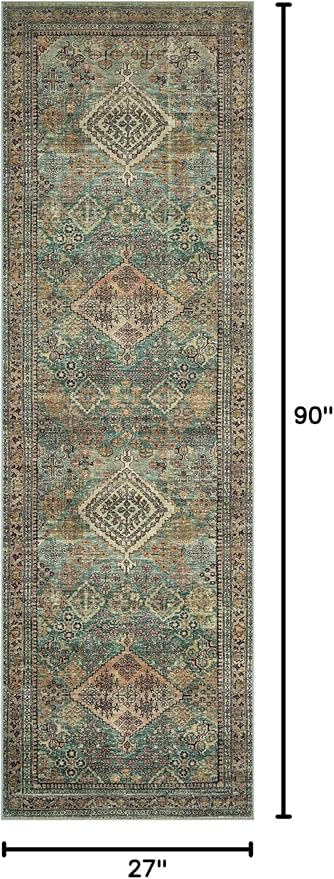 Loloi Magnolia Home by Joanna Gaines Sinclair Collection SIN-03 Turquoise/Multi 2'-3" x 7'-6", .25" Pile Height, Machine Washable, Runner Rug