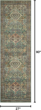 Loloi Magnolia Home by Joanna Gaines Sinclair Collection SIN-03 Turquoise/Multi 2'-3" x 7'-6", .25" Pile Height, Machine Washable, Runner Rug