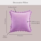 kate spade new york Scallop Edge Decorative Pillow for Bed or Sofa, Cotton Cover Throw Pillow, 18 x 18, Sea Thistle