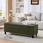 HUIMO Faux Leather Storage Ottoman Bench 50.3 Inch Extra Long PU Upholstered Bedroom Bench with Large Storage Space for The Living Room, Entryway, Bedroom Hold Up to 300lbs (Green)