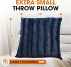 Cheer Collection Faux Fur Throw Pillows - Decorative Pillows for Couch, Bed Throw Pillows, Blue Accent Pillows for Bedroom or Living Room Aesthetic, Set of 2 Furry Throw Pillows, 16" x 16"