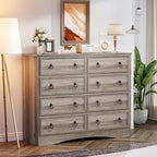 8 Drawer Dresser for Bedroom, Large Dressers & Chests of Drawers, TV Stand for 55 inch, Storage Organizer Furniture, Hallway, Entryway, Closet, Brownish Grey