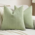 FUTEI Sage Green Chenille Decorative Throw Pillow Covers 26x26 Inch Set of 2,Soft Cozy Striped Geometric Patterns Euro Pillow Sham,Modern Home Decor for Couch Bed Living Room