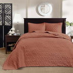 Madison Park King Quilt Set Reversible Damask Quilted Coverlet for King Size Bed, Cotton-Filled Quilts, All Season, Lofty & Warm Bedspread, Quebec, King Clay Red 3 Piece