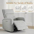 Watson & Whitely Swivel Power Recliner Glider Rocker, Small Recliner with Charging Port for Living Room, Fabric in Dove Grey