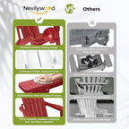 nevilywood Folding Adirondack Chair with Cup Holder Set of 4, HDPE Patio Chairs,All-Weather Outdoor Chairs for Backyard, Deck,Fire Pit-Red