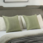 FUTEI Sage Green Chenille Throw Pillow Covers 26x26 Inch Set of 2,Soft Wide Chevron Textured Euro Pillow Shams,Farmhouse Home Decor for Couch Bed Living Room