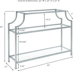 Crosley Furniture Aimee Sofa Console Table with Storage Shelves for Hall, Entryway, or Living Room, Gold and Glass