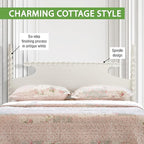 OSP Home Furnishings Spindle Design Cottage Style Headboard, 63.5 x 58.75 inches, Sandcastle Antique White Finish, Queen Size