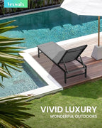 Outdoor Lounge Chairs for Pool, Aluminum Chaise Lounge Chairs with 5-Position Recliner, Patio Lounge Chair for Backyard, Poolside, Deck, Lawn