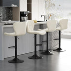 Bar Stools Set of 4,Adjustable Swivel Barstools, Faux Leather Bar Chairs,Upholstered Counter Height with High Backrest for Kitchen Island, White