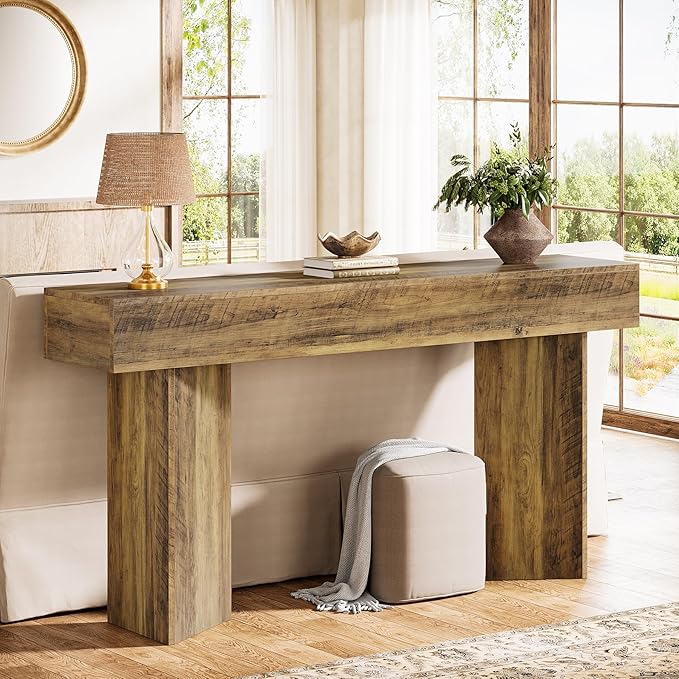 Tribesigns 63-inch Entryway Console Table, Narrow Long Sofa Table Behind Couch, Accent Entrance Foyer Table for Entryway, Entrance, Hallway, Brown