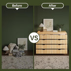 FURSUN Fluted 8 Drawers Dresser for Bedroom, 55" Wide Wooden Dresser with Metal Handle, Curved Profile Design, Modern Storage Organizer for Bedroom, Hallway, Natural Oak
