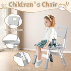 Adjustable Kids Table Chairs Set – Graffiti Desktop, Multi-Activity Height-Adjustable Toddler Study Desk for Ages 3-8 – Ideal for Home, Classroom, Daycare (B-Gray, 2 Chairs-31.5" L x 23.6" W)