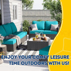 AAAAAcessories Outdoor Deep Seat Cushions, Waterproof, Fade-Resistant Patio Furniture Replacement Cushions, 25.5" x 25.5" x 5" + 25.5" x 19", Set of 4, Turquoise Blue