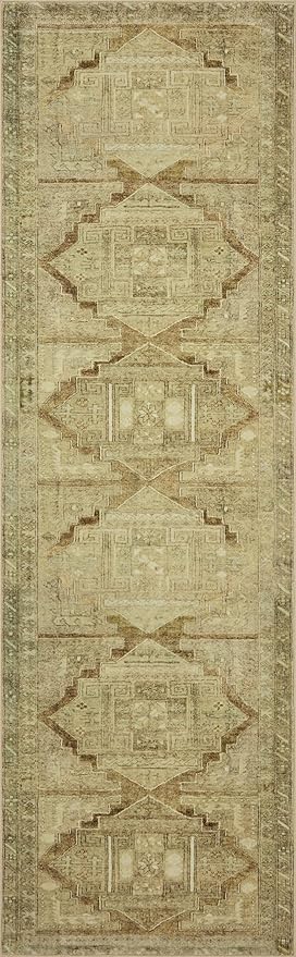 Loloi Magnolia Home by Joanna Gaines Sinclair Collection SIN-02 Khaki/Tobacco 2'-3" x 3'-9", .25" Pile Height, Machine Washable, Accent Rug