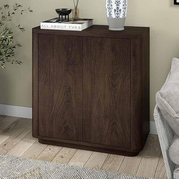 Henn&Hart 32" Wooden Accent Cabinet, Modern Sideboard Buffet Cabinet with Adjustable Shelf for Living Room, Dining Room, Bedroom or Entryway, Alder Brown
