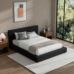 RECCI Cloud Upholstered Queen Bed Frame with Headboard, 5 Inch Foam Padded Platform, No Box Spring, Easy Assembly (Onyx)