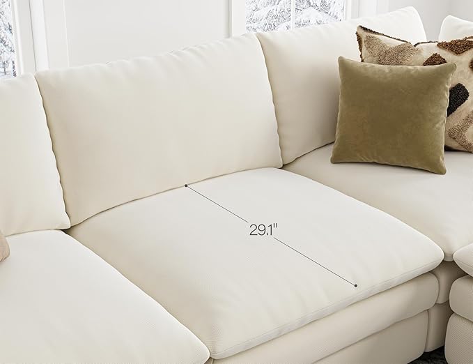 Cloud Couches for Living Room L Shaped Sectional Couch with Ottoman Deep Plush 3 Seats Sofa, Modern Sofa for Bedroom and Apartment