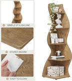Tribesigns Corner Shelf, Modern 5-Tier Wall Corner Bookshelf, Stylish Corner Small Bookcase Storage Rack Plant Stand with Unique Shape for Living Room, Home Office (Light Brown, 1PC)