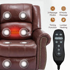 Luxlen Power Lift Recliner Chair for Elderly, Dual Motor Massage Recliner with Lumbar Heat, Heavy Duty Motion Mechanism Lift Chair with Charge Ports, Genuine Leather - Red