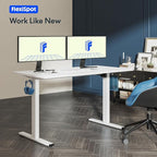 FLEXISPOT One-Piece Electric Standing Desk, 48 x 30 Inches Adjustable Desk with Seamless Desktop, Memory Controller Height Adjustment (White Frame + White Desktop, 2 Packages)