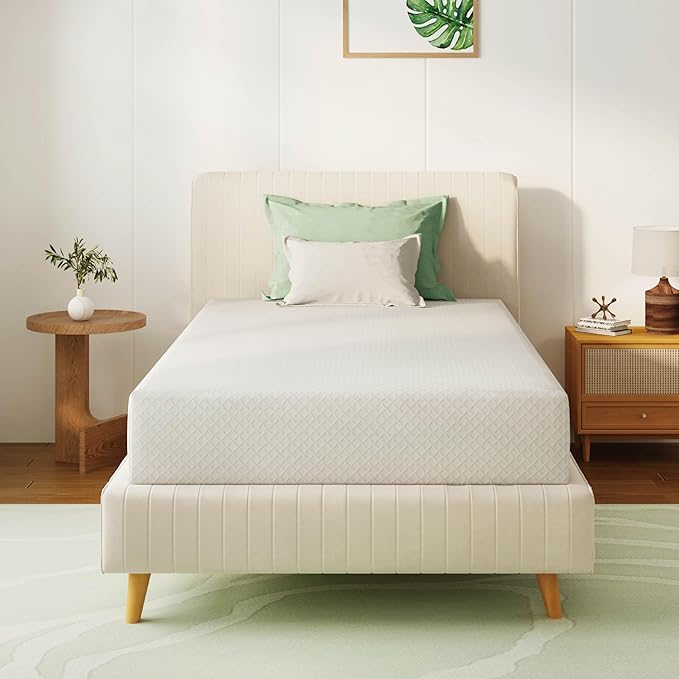 Twin XL Mattress 10 Inch Green Tea Memory Foam Mattress for Cool Sleep & Pressure Relief, Medium Feel, Fiberglass Free, Bed in a Box, Removable Washable Cover, CertiPUR-US Certified