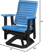 DutchCrafters Modern Horizontal Slat High Back Poly Glider Chair Outdoor Patio Furniture (Black & Blue)