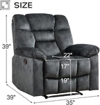 EBELLO Set of 2 Manual Recliner Chair for Adults with Soft Padded Headrest and Backrest, Overstuffed Single Recliner Sofa Chair for Living Room, Green Grey