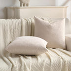 FUTEI Beige Velvet Throw Pillow Covers 12x20 Inch Set of 2,Soft Embossed Leaf-Relief Textured Lumbar Pillow Cases,Natural Home Decor for Couch Living Room