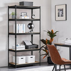 Yaheetech Storage Shelves 5 Tier Garage Shelving Heavy Duty Garage Shelves Adjustable Metal Shelving Unit Utility Rack Industrial Shelving for Warehouse Pantry Closet, 35.5″W × 17.5″D × 72″H, Black