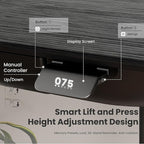 COLAMY Electric Standing Desk, Whole-Piece Gaming Desk with Dual Motors, Ergonomic Footrest, Drawers for Storage, Adjustable Height Sit-Stand Desk for Home Office (Veneer Desktop, Black Oak + Black)