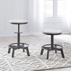Signature Design by Ashley Torjin Industrial Adjustable Height Counter Barstool, 2 Count, White & Black