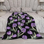 Purple Tulip Blanket Flower Gifts for Girls Women Tulip Floral Throw Blanket for Kids Adults Soft Warm Cozy Fleece Blanket for Couch Sofa Bed 40"x50"