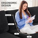 107" Boneless Couch, Sectional Couchs for Living Room & Bedroom, Cloud Couch with L-Shape Chaise Modern Modular Sofa with Deep Seat, No Assembly Required (Jet Black)