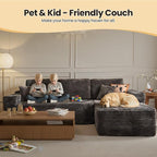 104" Cloud Sectional Couch with Chaise, Boneless L-Shaped Cloud Couch with Deep Seat, Soft Plush Modern Minimalist Sofa, Assembly Free Comfy Sofa for Office Living Room Apartment(Grey, Right Chaise)