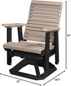 DutchCrafters Modern Horizontal Slat High Back Poly Glider Chair Outdoor Patio Furniture (Black & Weatherwood)