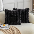 Neelvin Black Faux Fur Cozy Soft Plaid Decorative Throw Pillow Covers 24x24 inch Set of 2,Velvet Pillowcase Cushion Case for Sofa Couch