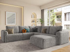 EASE MOOSE Boneless Modular Cloud Couch, Oversized U-Shaped Sectional Sofa for Living Room with Ottoman, Extra Large Movable Couches, 6-Deep-Seat Sofas for Bedroom, Apartment, Chenille (Light Grey)