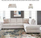 Signature Design by Ashley Aviemore Casual L-Shaped 2-Piece Sectional with Chaise and Loose Seat Cushions, Accent Pillows Included, 110" Wide, Light Gray